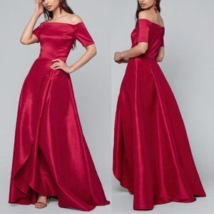 Bebe Red Off the shoulder Taffeta Formal Gown 2